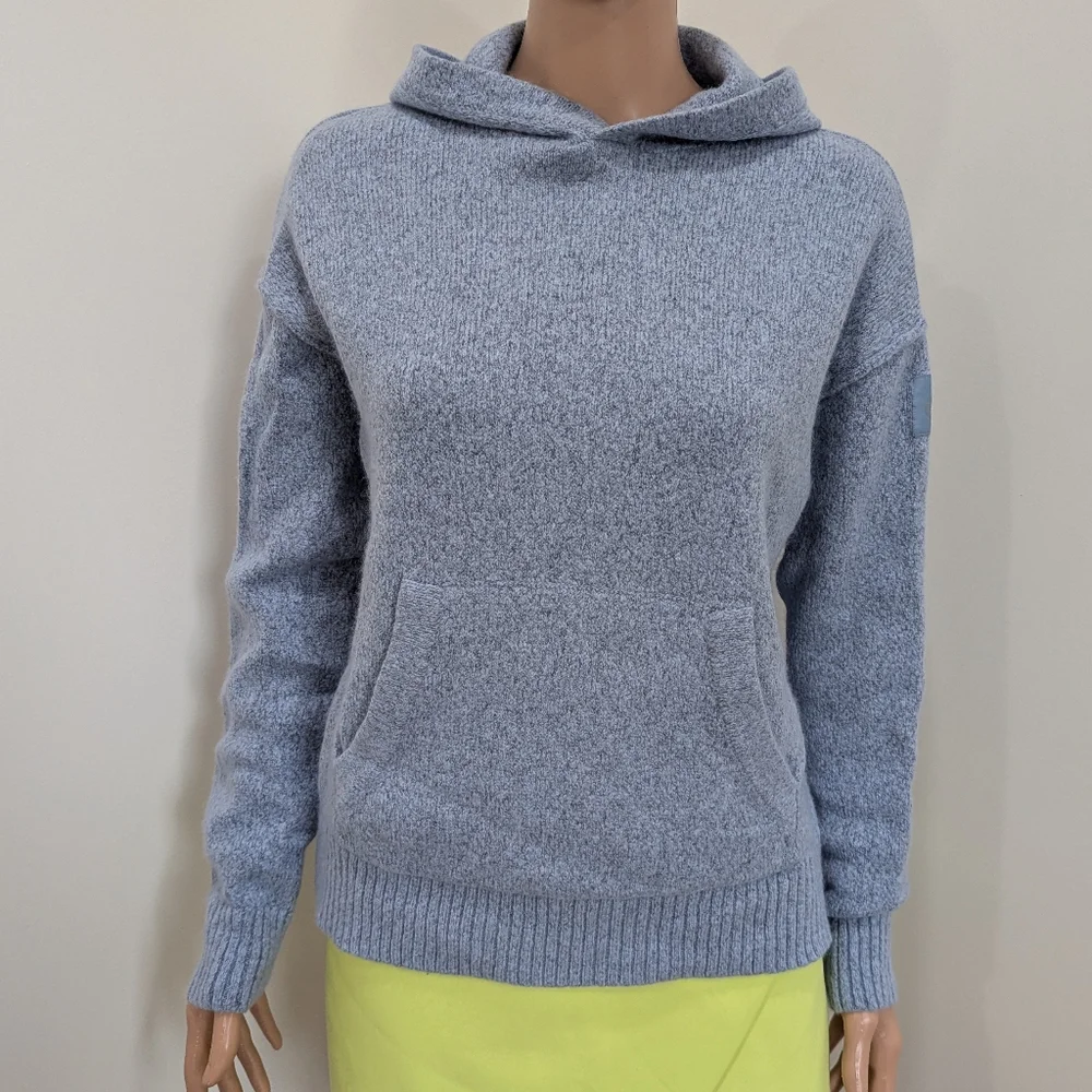 Alo new class cashmere hoodie sweatshirt knit Celestial Blue granite heather